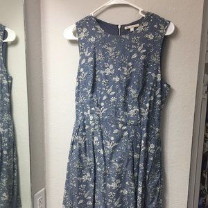 Blue Floral Sleeveless Fit and Flare dress Size 4
